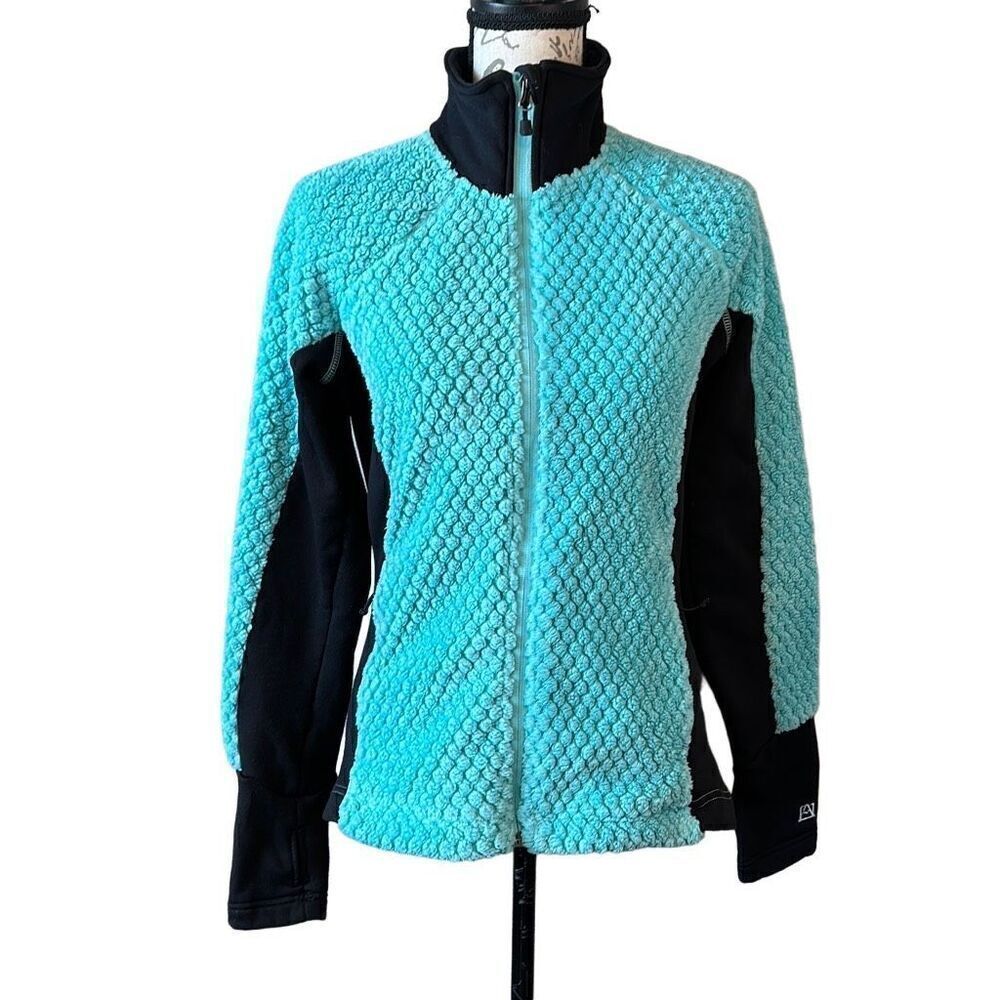 Avalanche Turquoise Fuzzy Furry Full Zip Active Athletic Outdoor Jacket M Womens